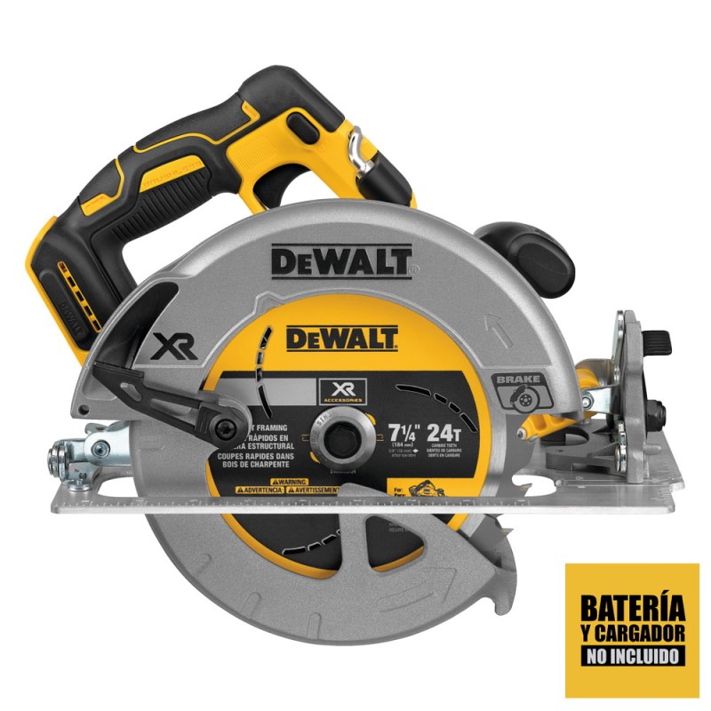 Sierra circular DEWALT DCS570B 7 1/4" 20V XR de 5 500 rpm con bisel de 57°, solo herramienta