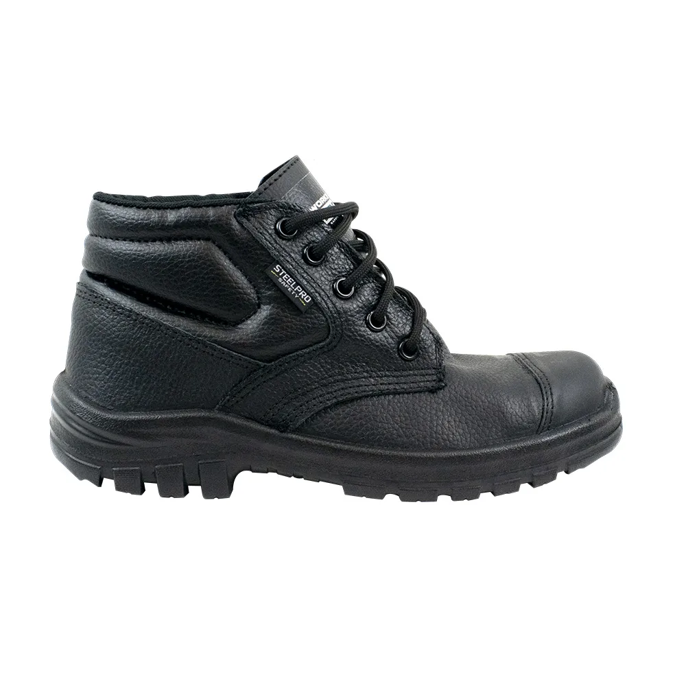 Botín de Seguridad Steelpro Worker (cuero engrasado negro, punta de acero, dieléctrico, 501609)